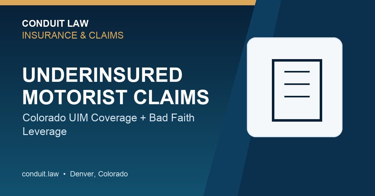 Underinsured Motorist Lawyer CO: Stacking & Bad Faith | Conduit Law